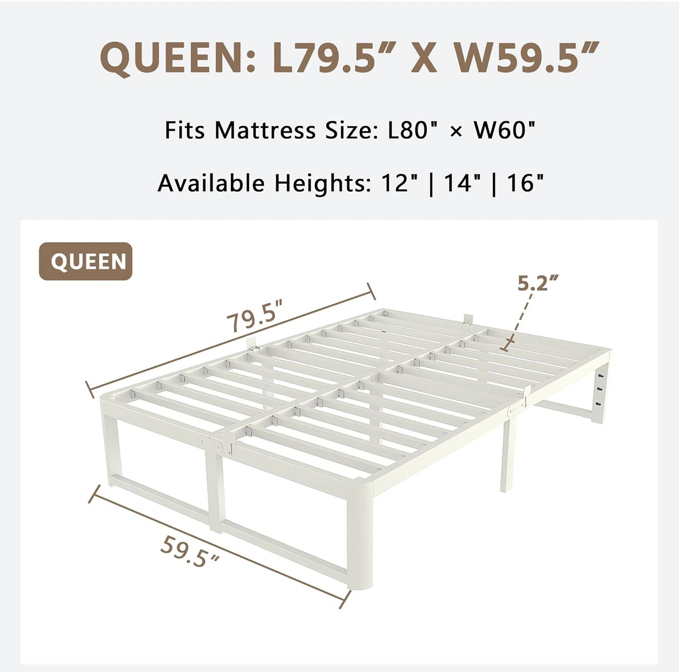 White Metal Queen Bed Frame - photo 3