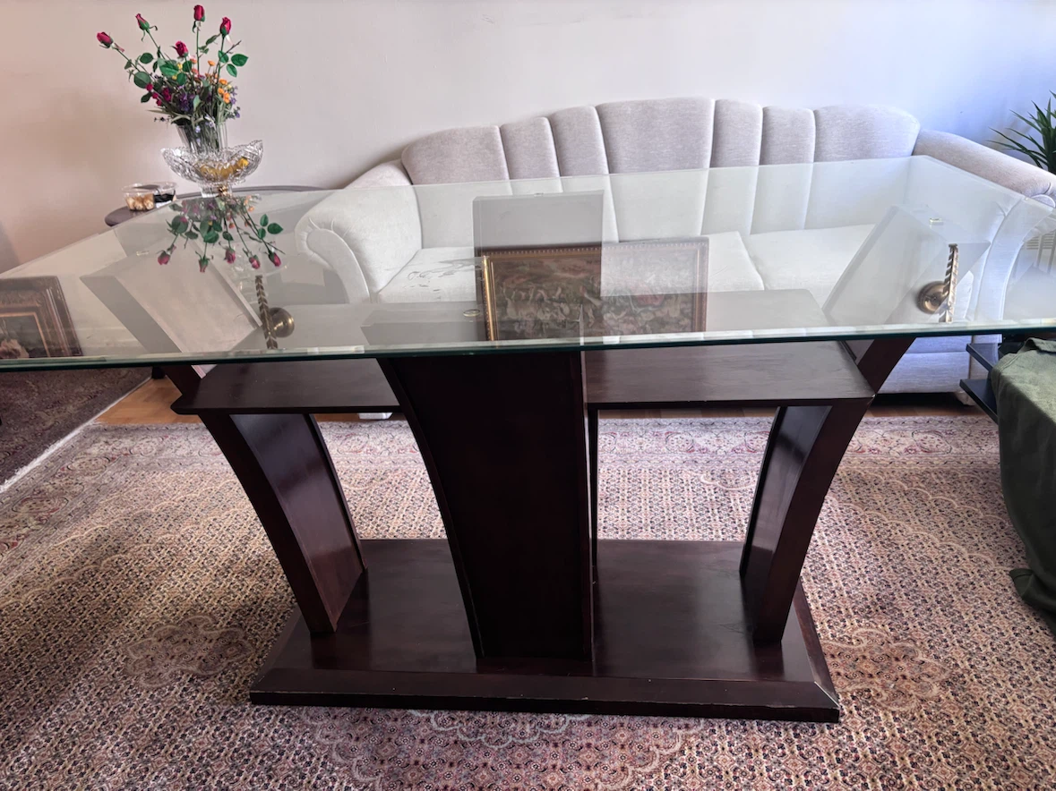 Modern Glass Top Dining Table