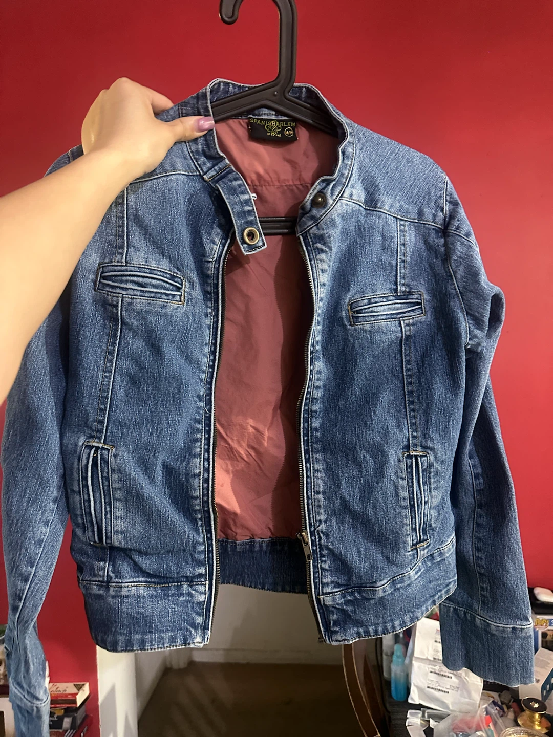 Vintage Denim Jacket – Medium – "ROCK" Graphic