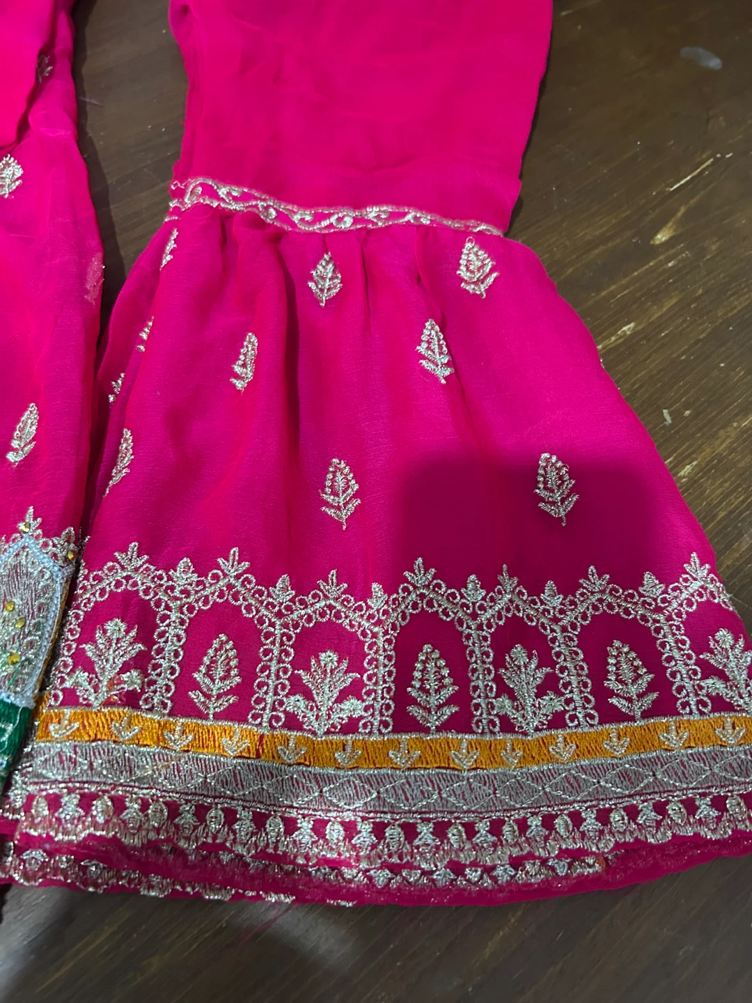 Girls Pink Embroidered Sharara Suit Set - photo 3