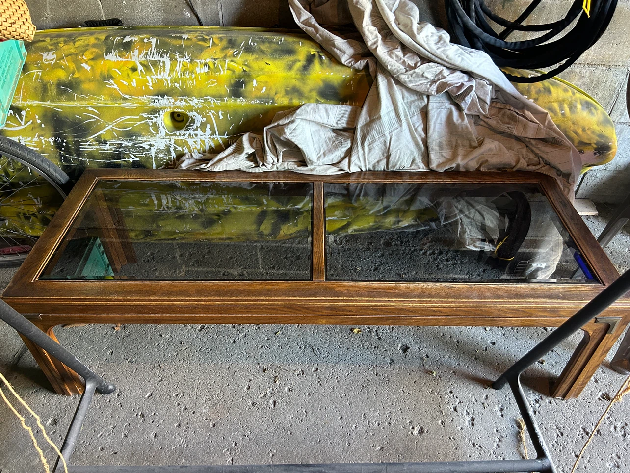 Vintage Oak and Glass Coffee Table