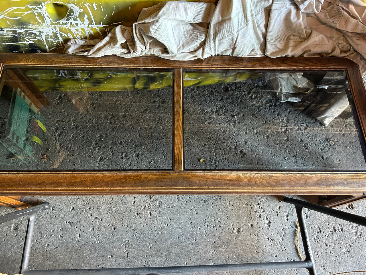 Vintage Oak and Glass Coffee Table - photo 2