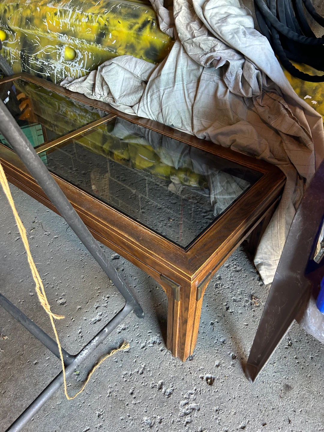 Vintage Oak and Glass Coffee Table - photo 3