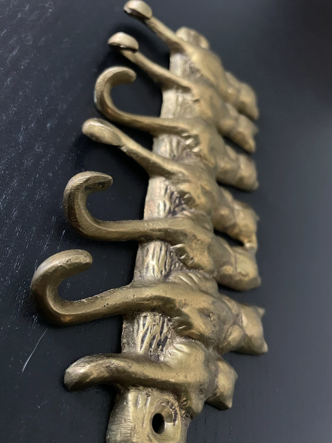 Brass Cat Hook Rack