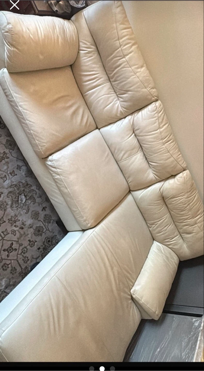 Cream Leather Sectional Sofa - photo 2