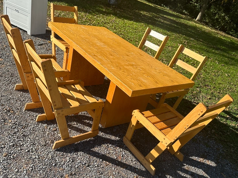 Vintage Oak Dining Table & 6 Matching Chairs (CAN DELIVER) - photo 2