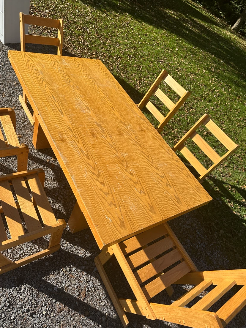 Vintage Oak Dining Table & 6 Matching Chairs (CAN DELIVER) - photo 5
