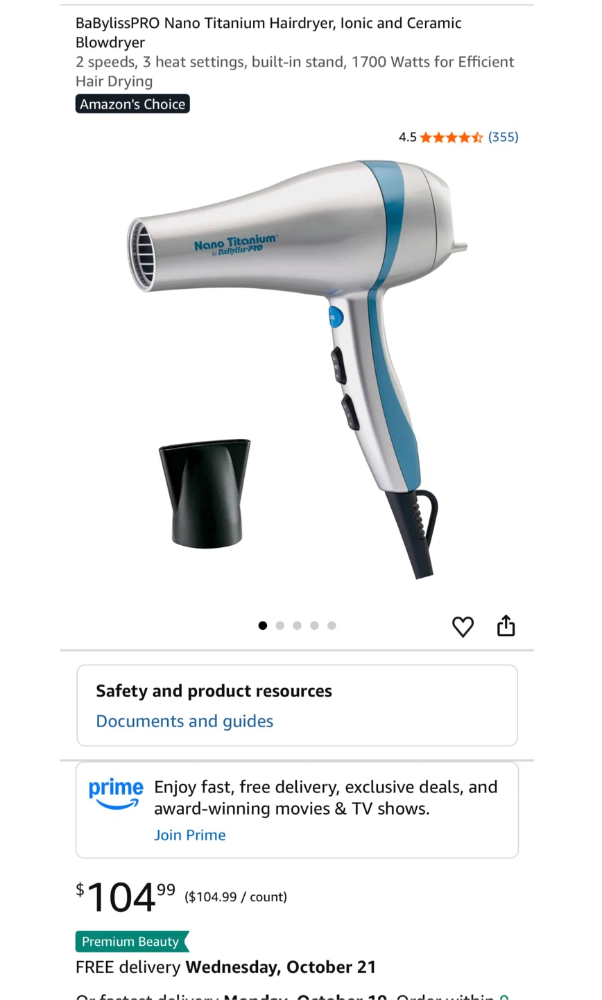 BaBylissPRO Nano Titanium Hair Dryer