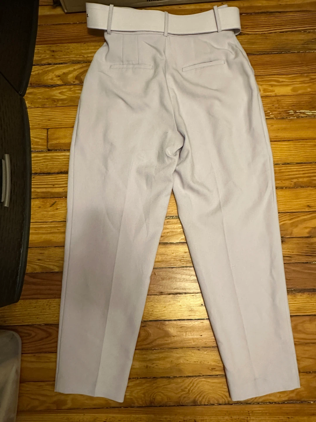Zara High-Waisted Belted Trousers - Lilac, Size M - photo 3