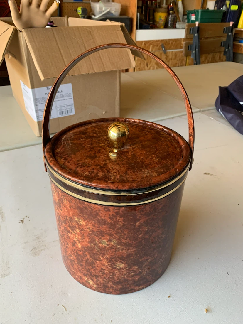 Vintage Faux Tortoiseshell Ice Bucket