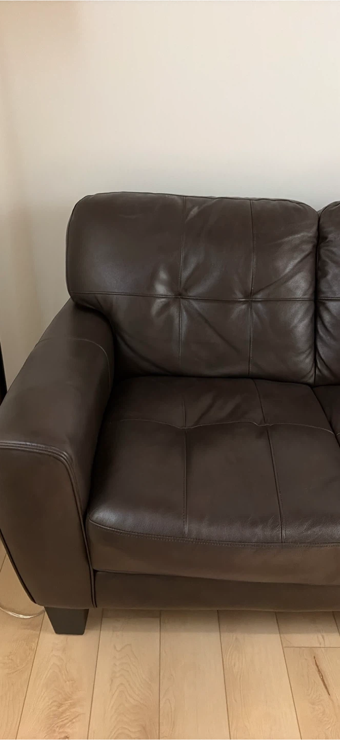 Dark Brown Leather Sofa - photo 3
