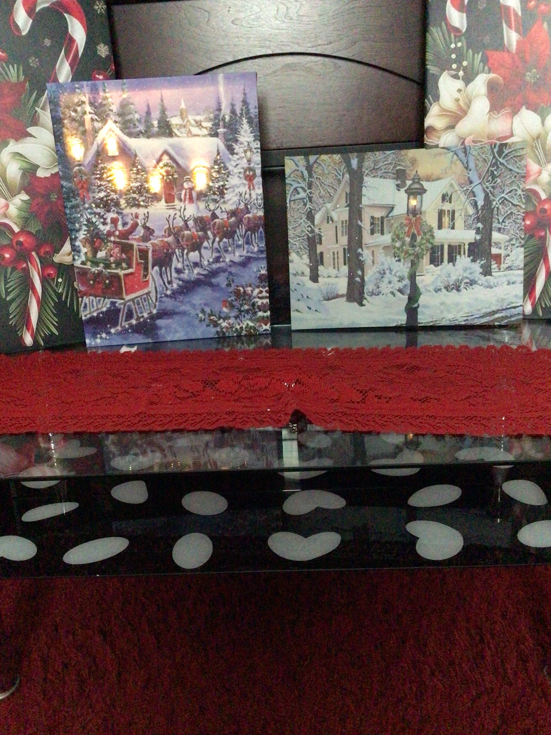 Set of 3 Christmas Holiday LED Canvas Wall Art