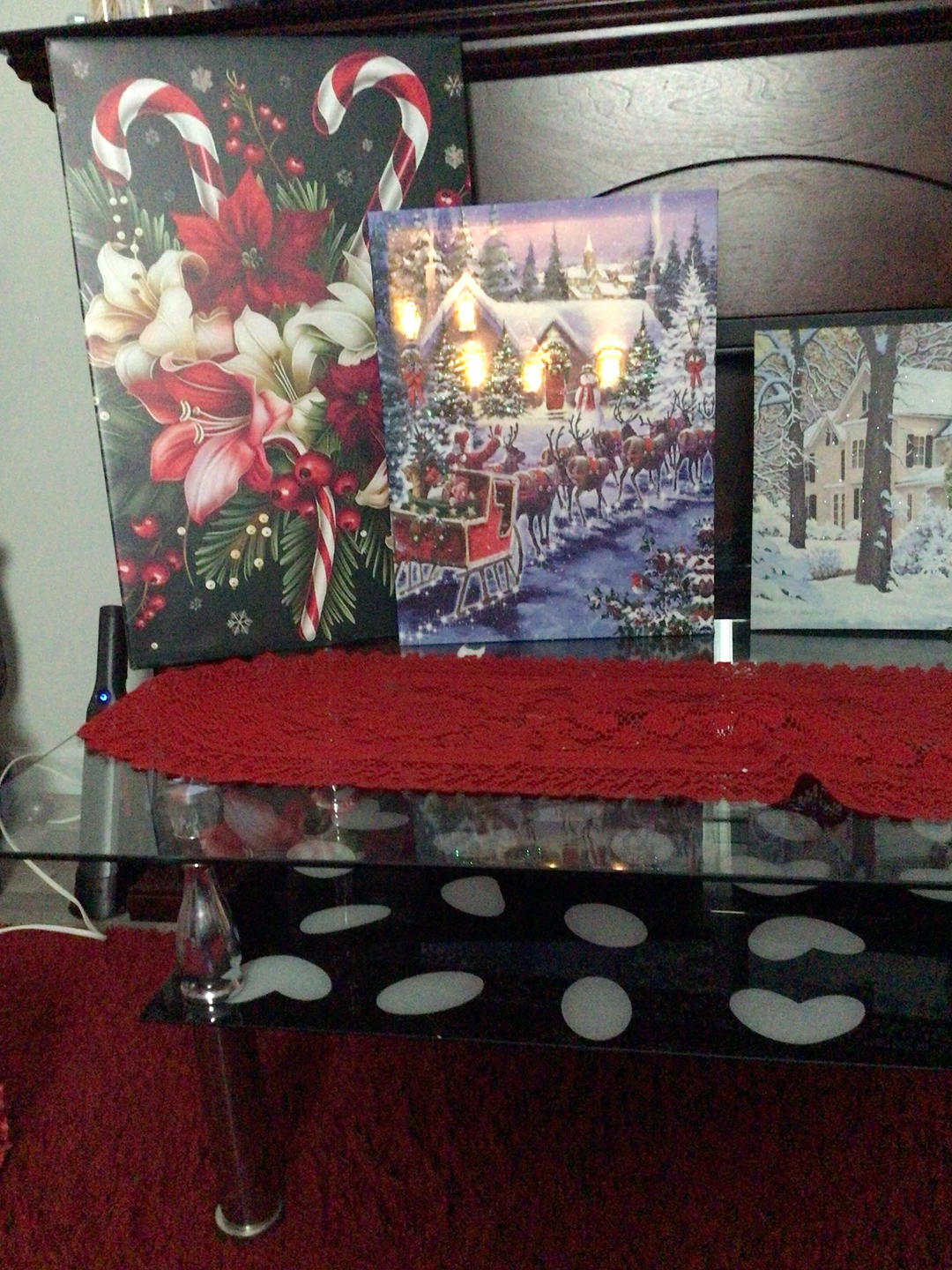 Set of 3 Christmas Holiday LED Canvas Wall Art - photo 2