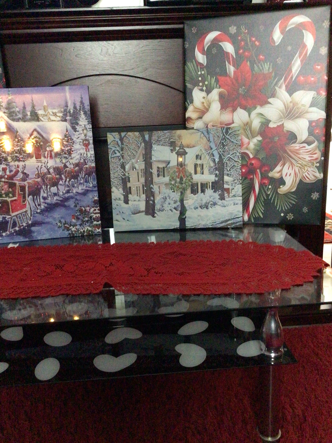 Set of 3 Christmas Holiday LED Canvas Wall Art - photo 3