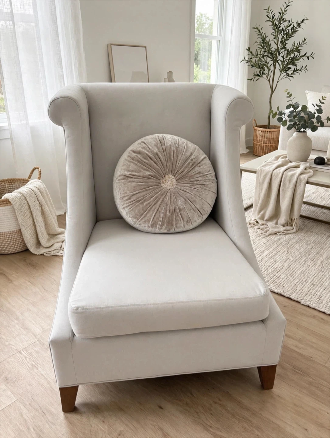 Cream Upholstered Accent Chair