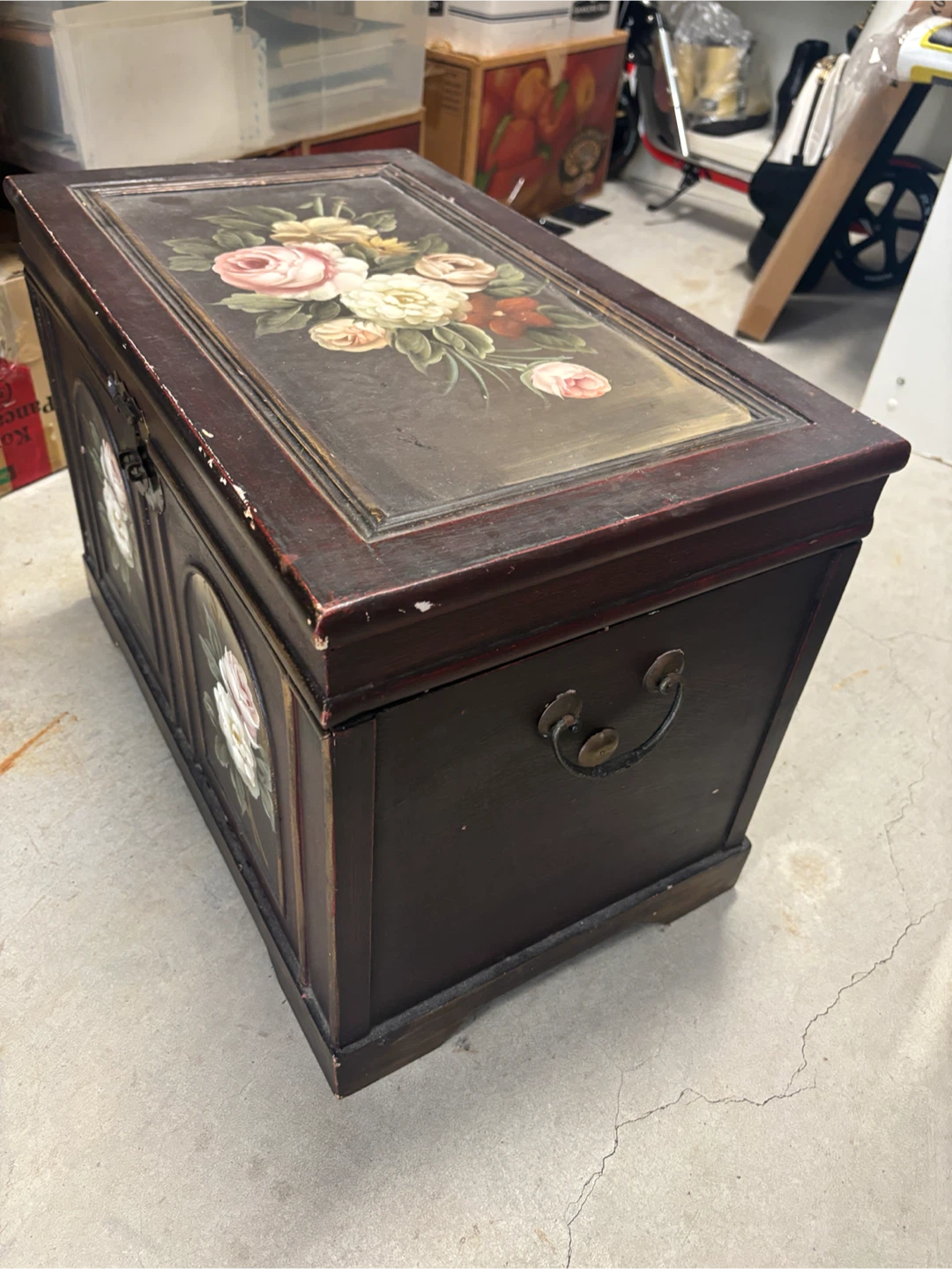 Vintage Floral Painted Wooden Storage - photo 4