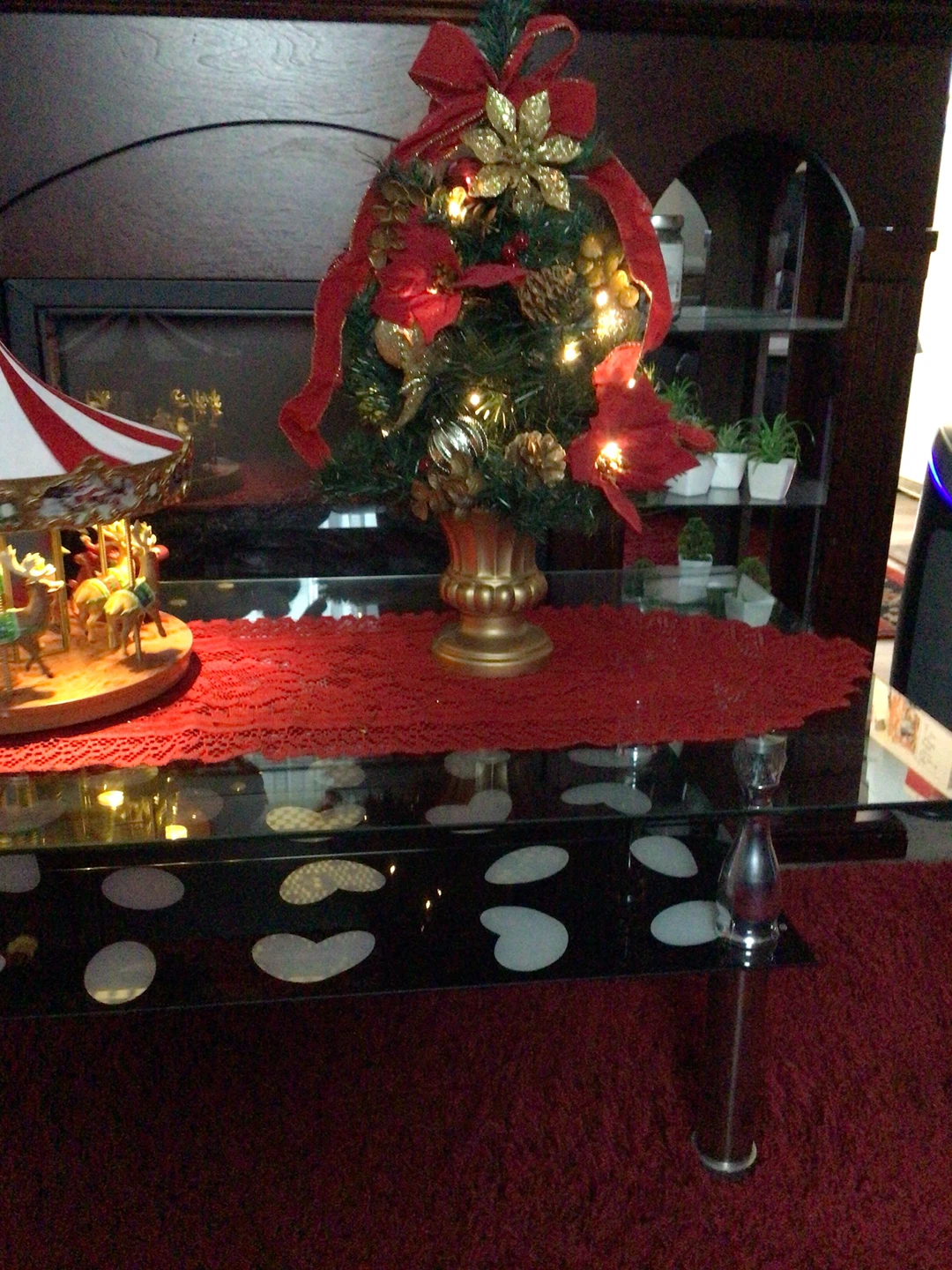 Christmas carousel and topiary mini tree