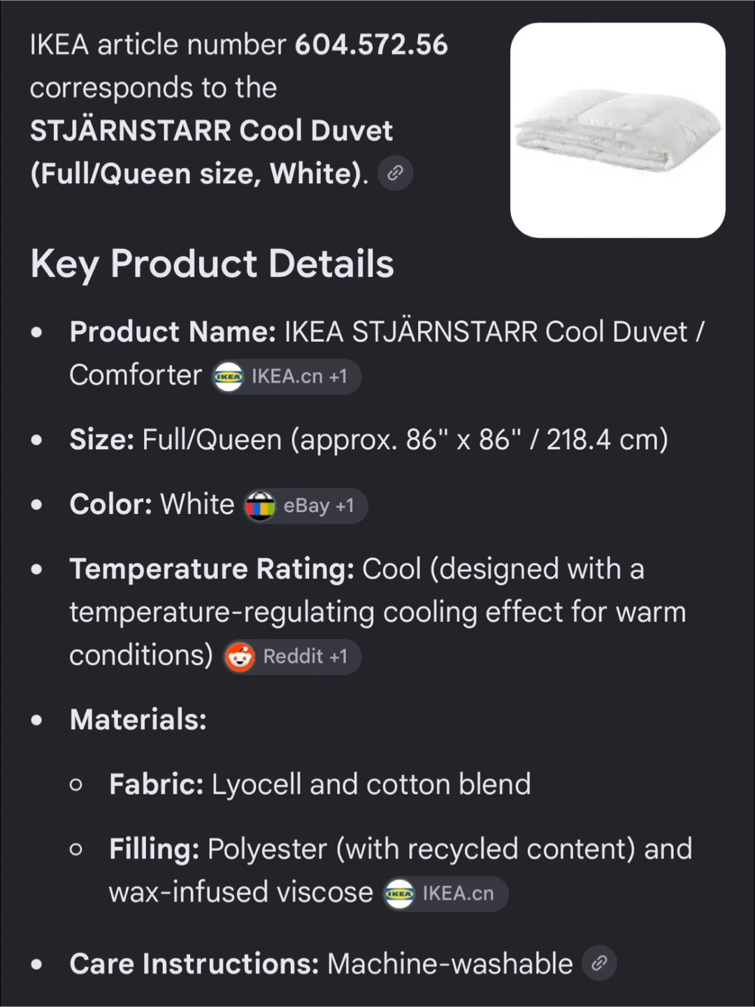 IKEA STJÄRNSTARR Cool Duvet Full/Queen - photo 4