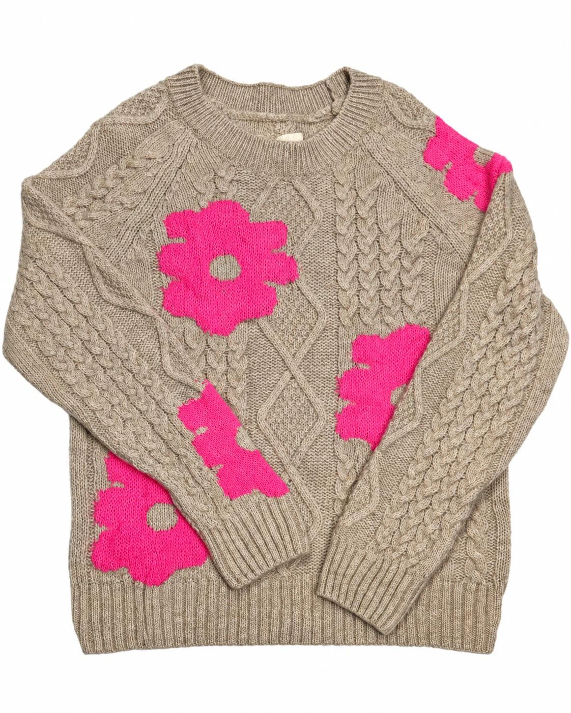 Maeve by Anthropologie Floral Cable Knit Sweater