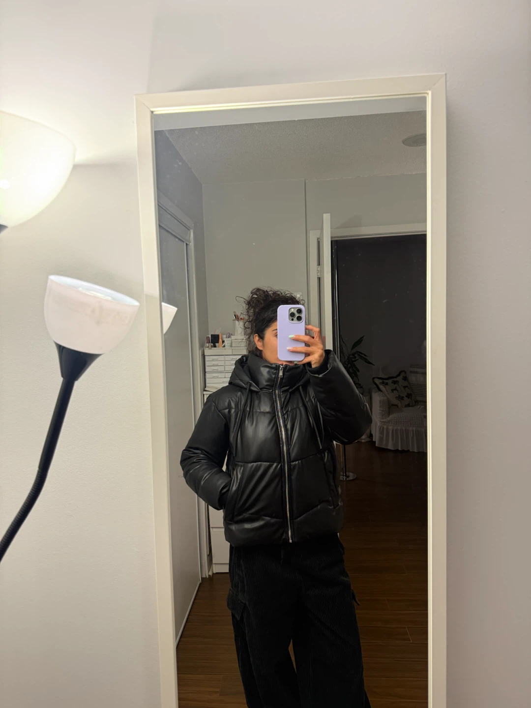 Zara Black Faux Leather Puffer Jacket - photo 4