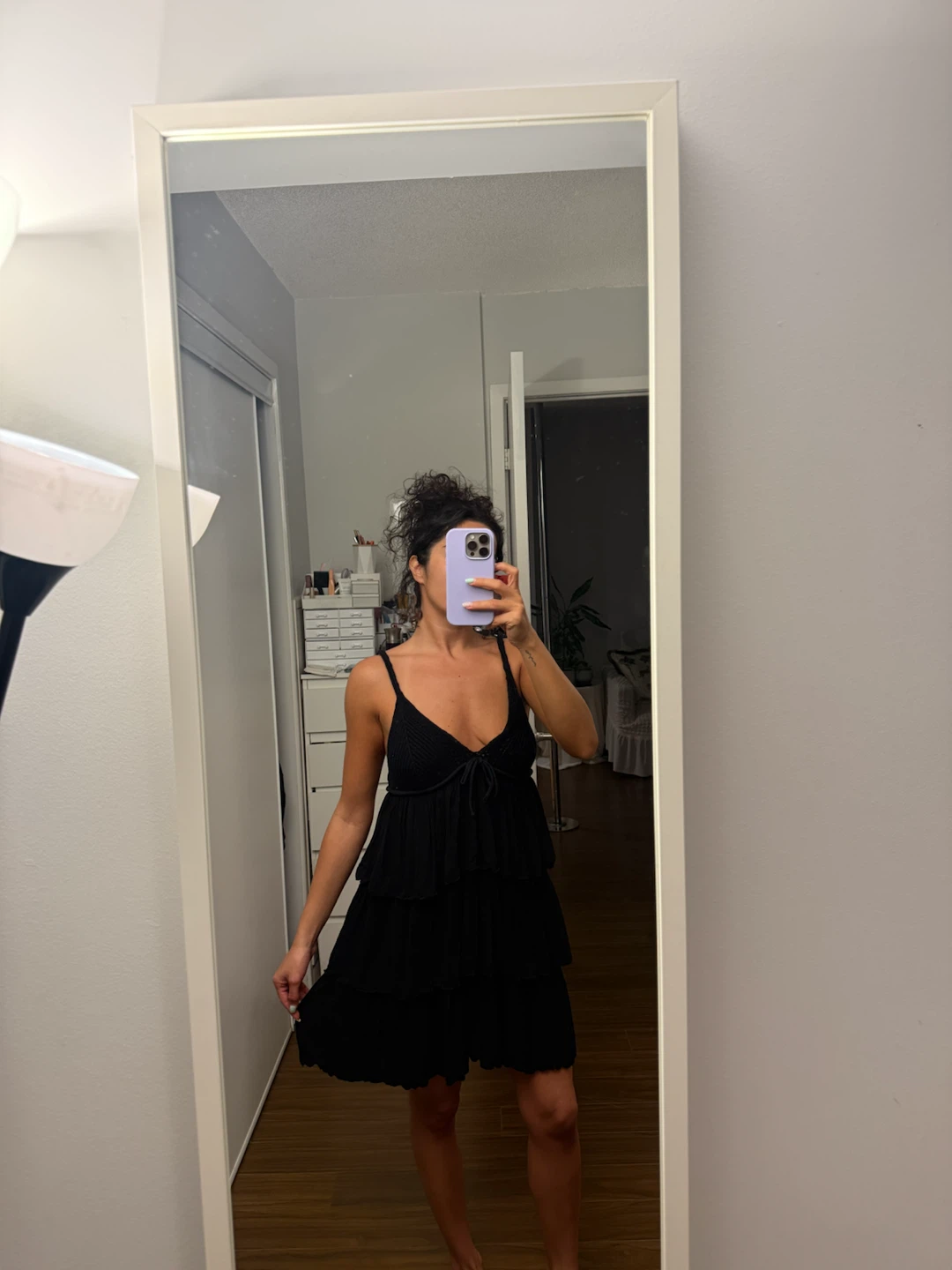 Zara black tiered mini dress