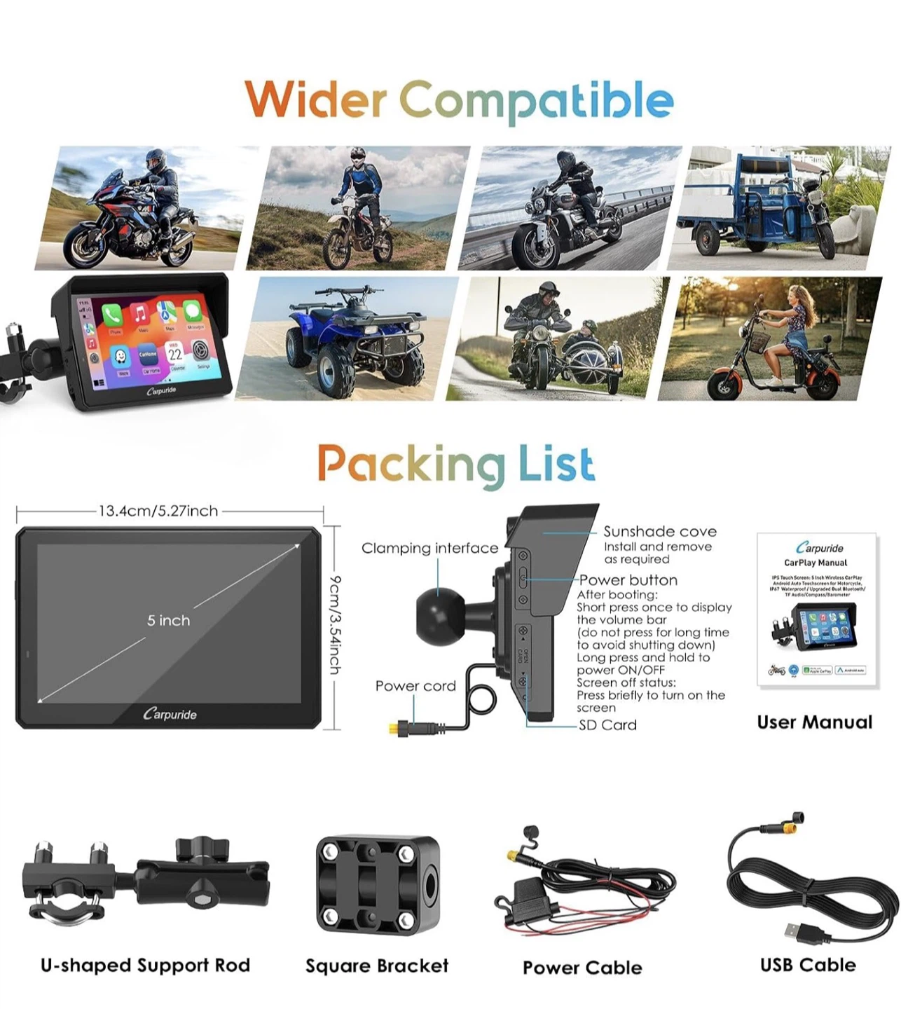 Motorcycle CarPlay & Android Auto Dual Bluetooth - photo 4