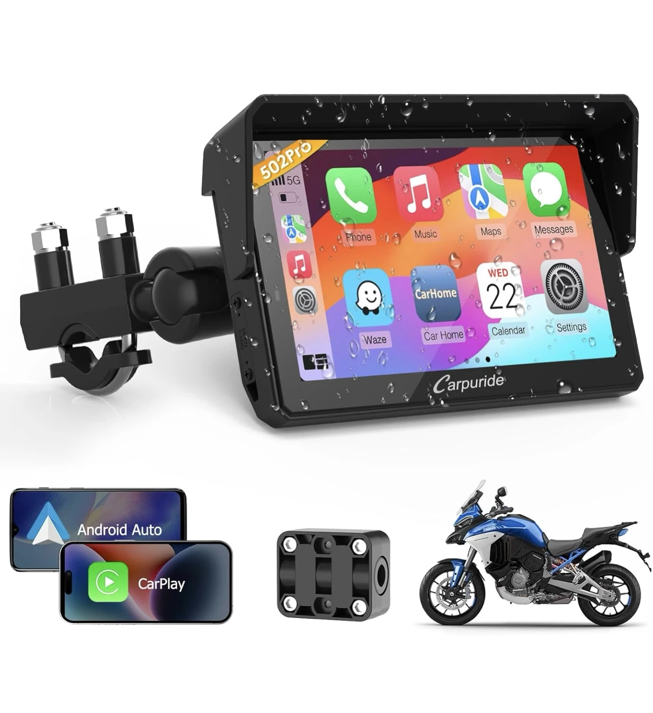 Motorcycle CarPlay & Android Auto Dual Bluetooth