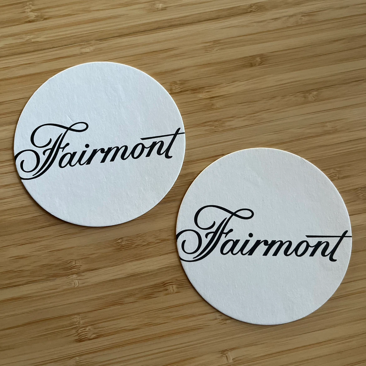 Set of 2 Collectable Fairmont Hotel Paper Coasters