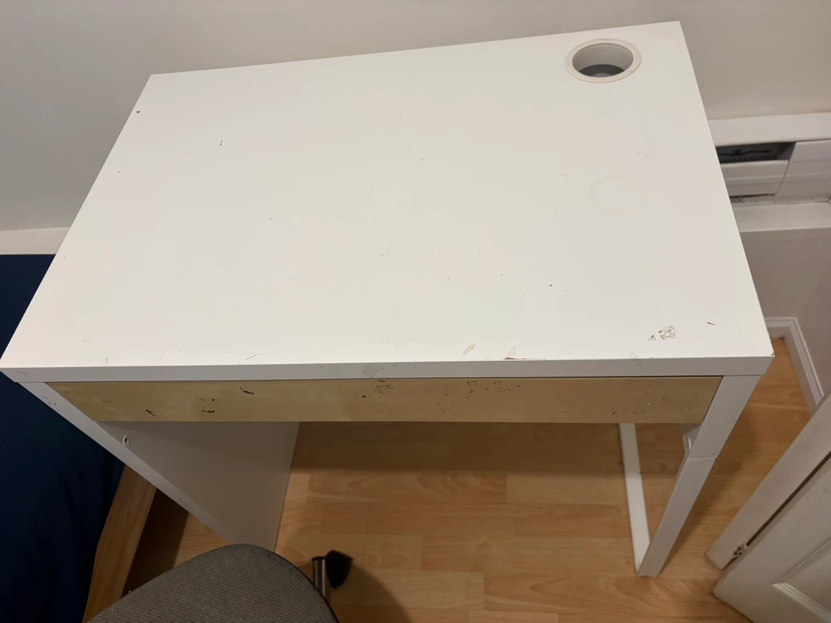 A set of White Desk with Single Drawer and chair - photo 2