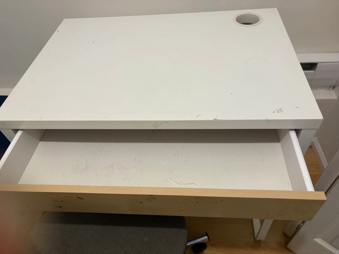 A set of White Desk with Single Drawer and chair - photo 3