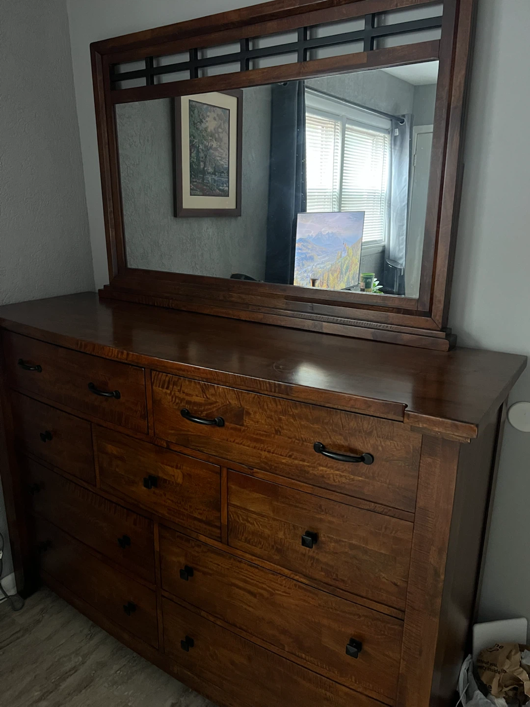 Solid Wood Bedroom Dresser with Mirror and Nightstand