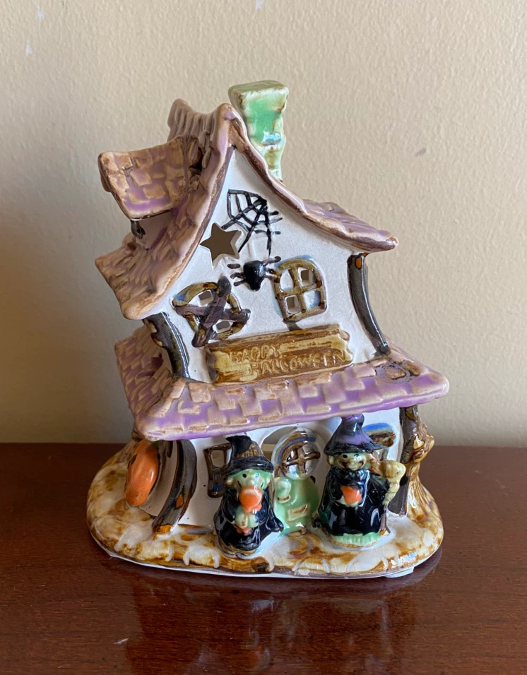 Ceramic Halloween Witch House Decoration