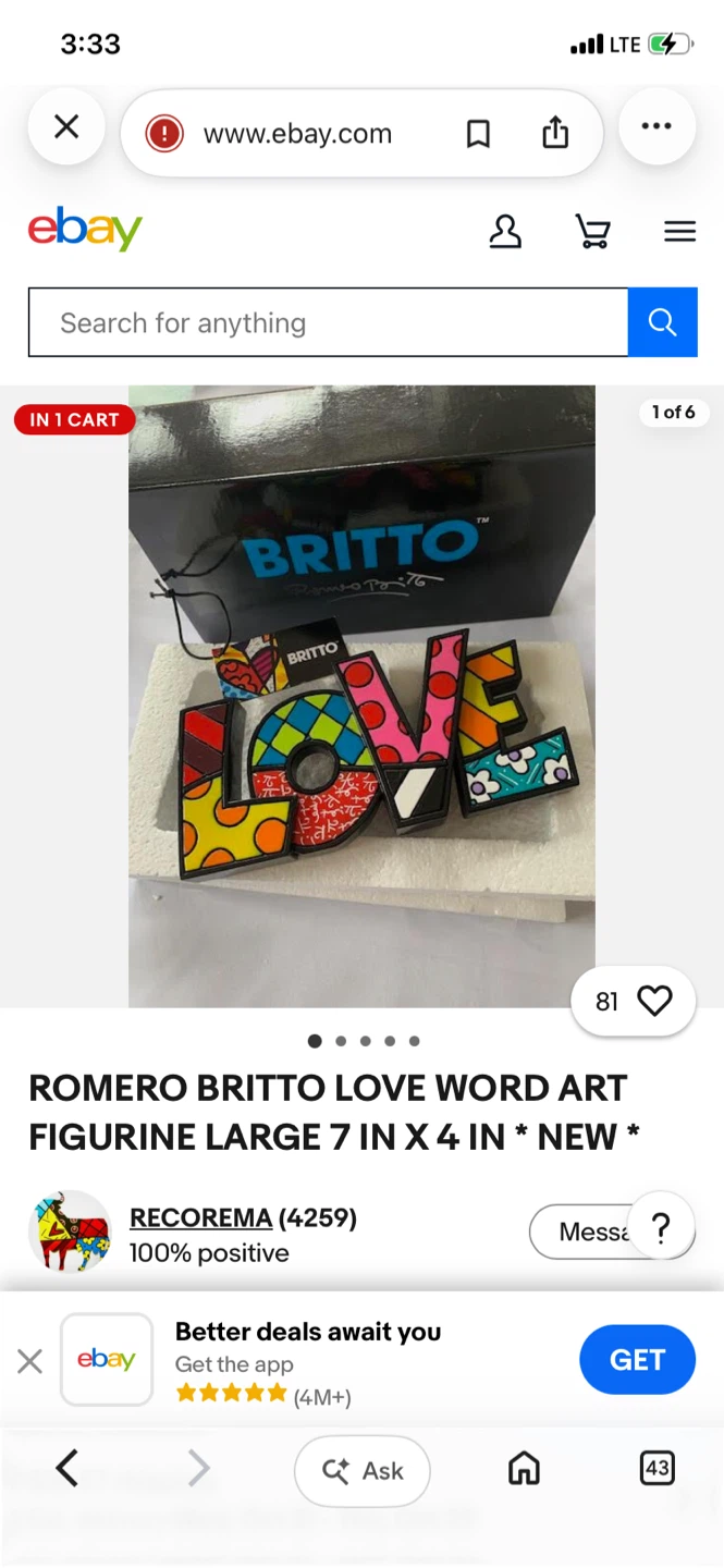 Romero Britto LOVE Word Figurine - photo 5