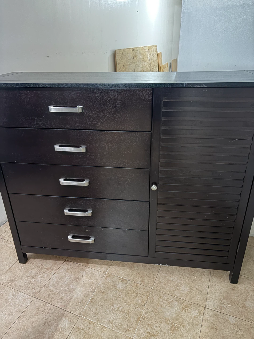 Dark Brown Wooden Dresser with Cabinet