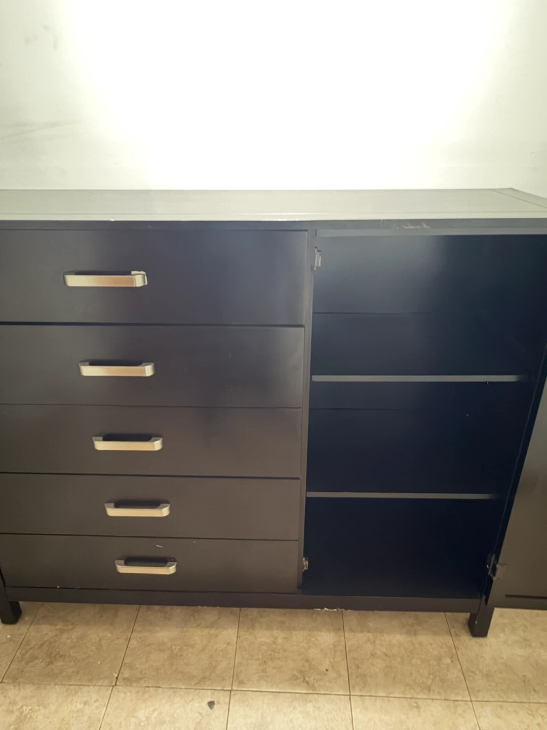 Dark Brown Wooden Dresser with Cabinet - photo 4