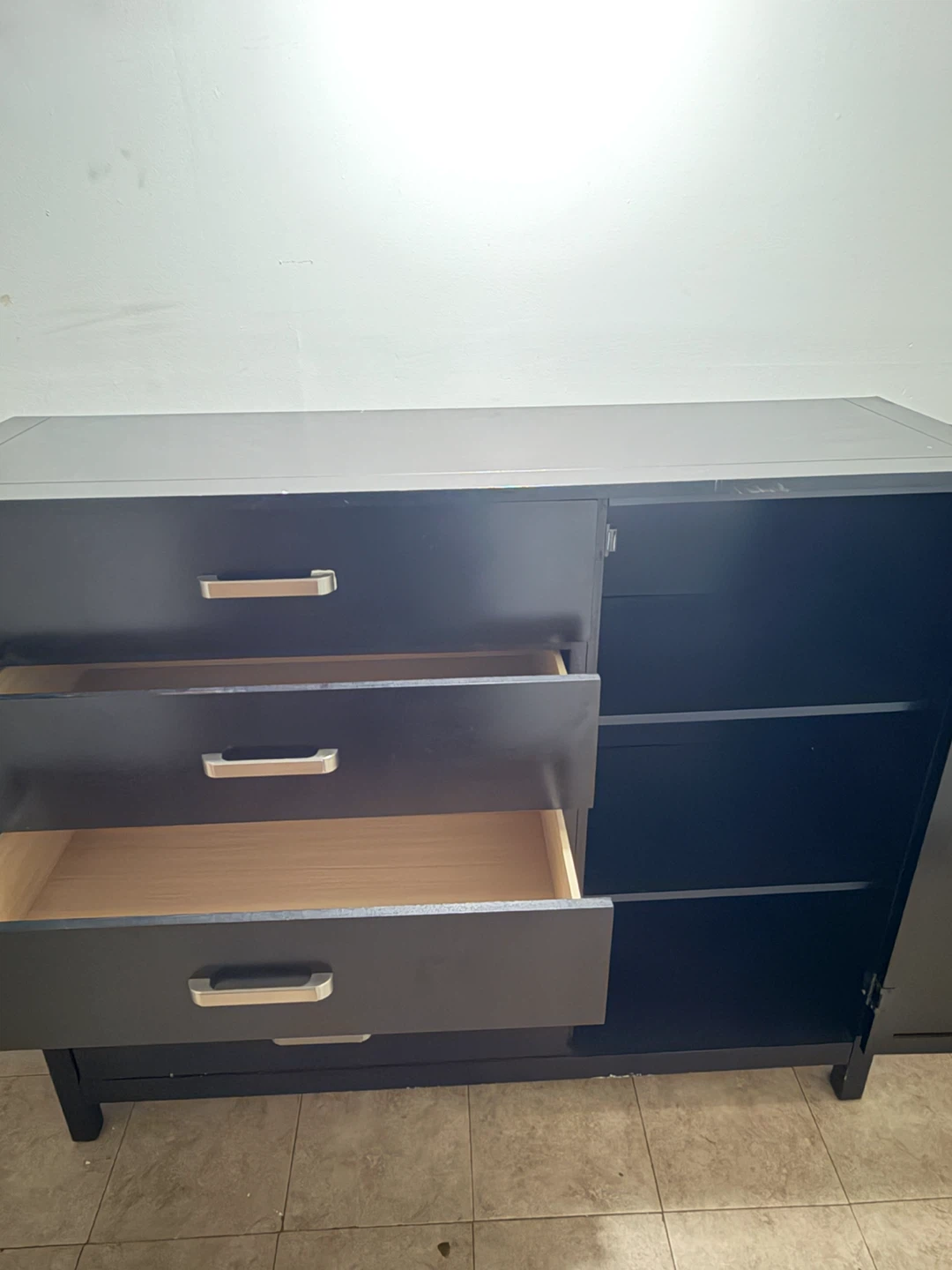 Dark Brown Wooden Dresser with Cabinet - photo 5