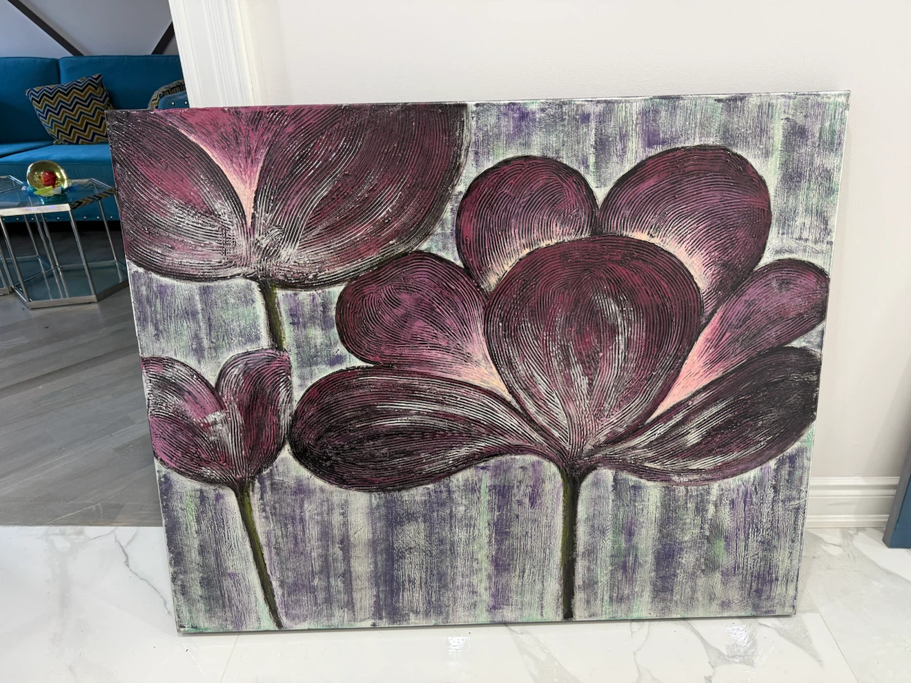 Textured Floral Canvas Art