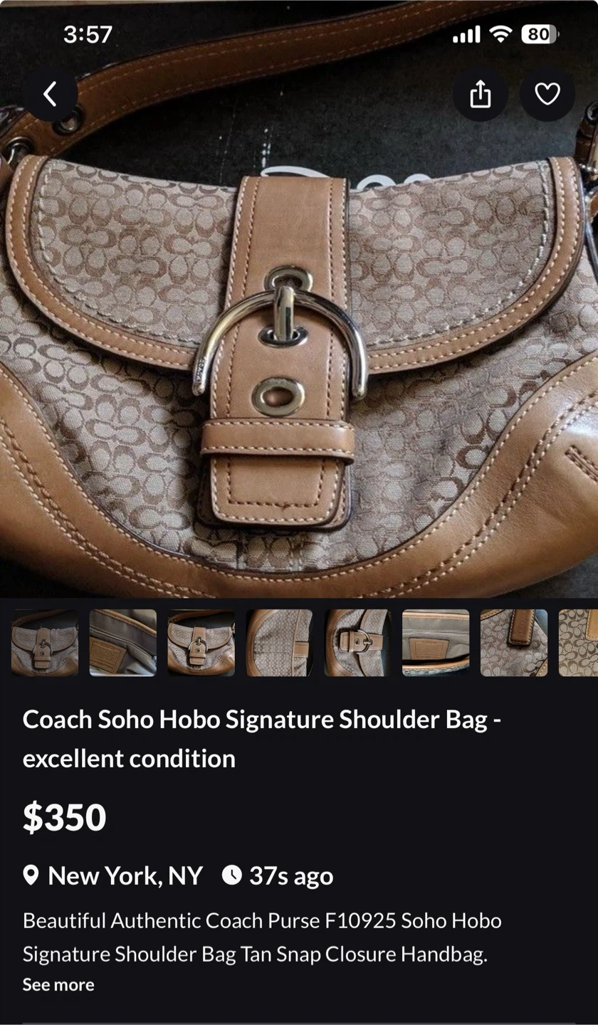 Vintage Coach Soho Hobo Signature Shoulder Bag like new - photo 5