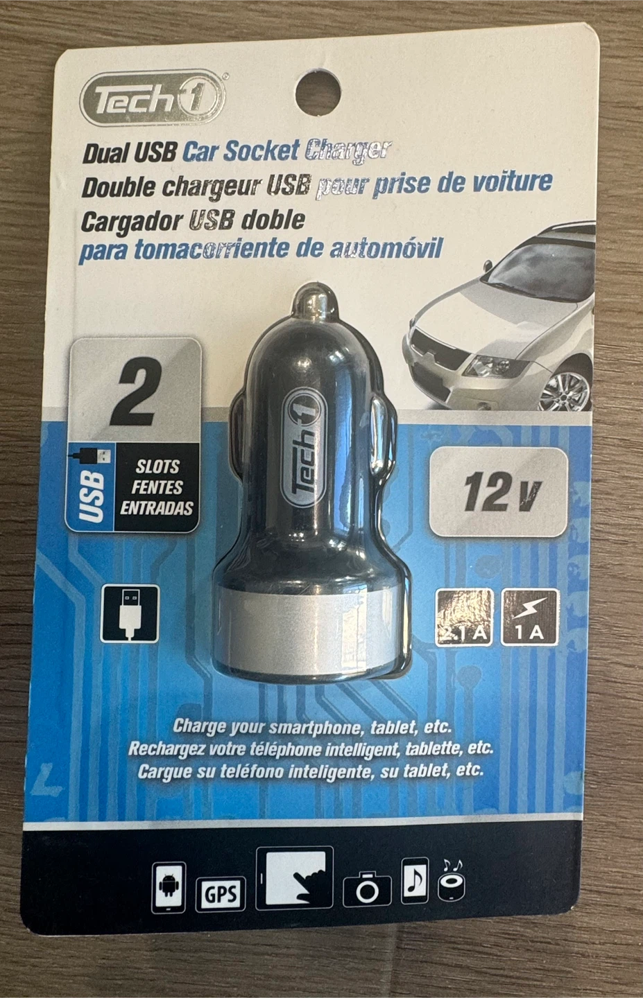 Tech1 Dual USB Car Charger - 12V - 2 USB-A Ports