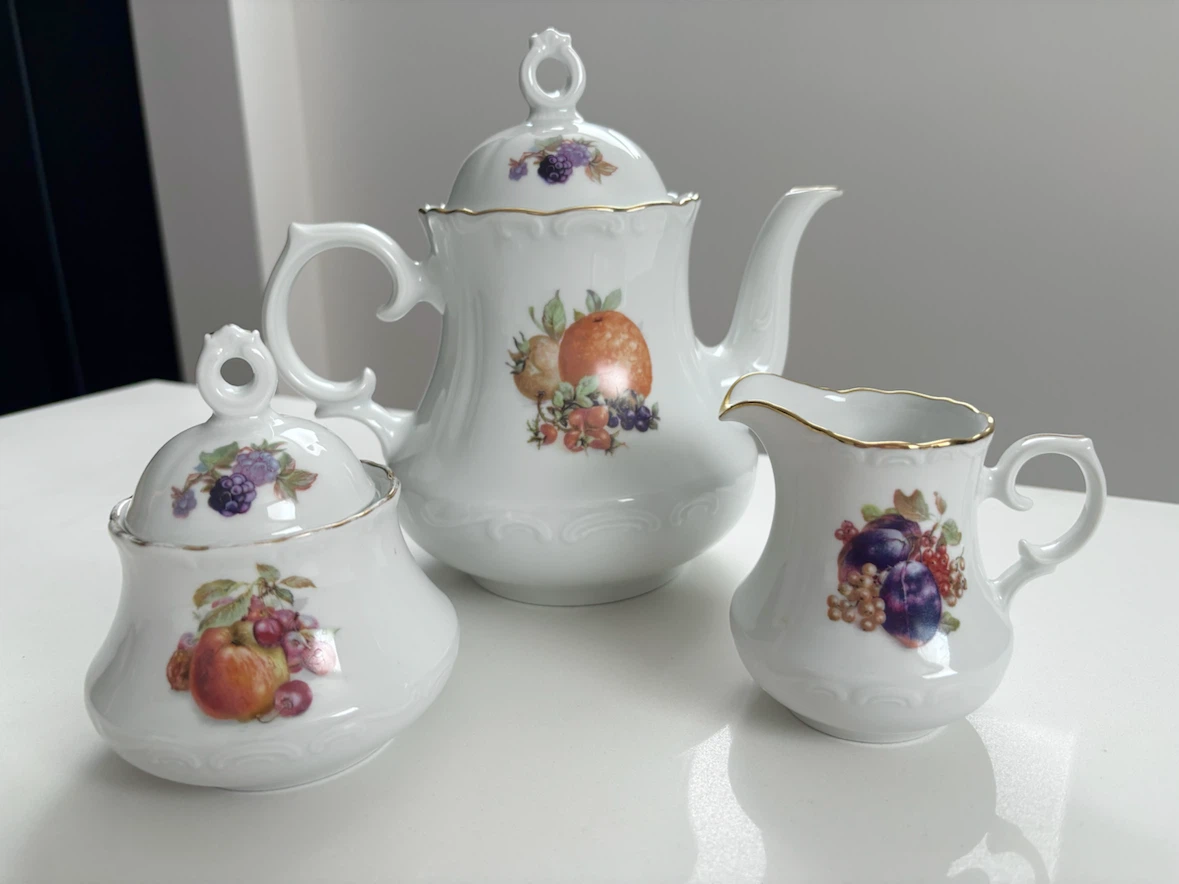 VTG SCHUMANN ARZBERG BAVARIA GERMANY 3 PC COFFEE TEA SET, FRUIT