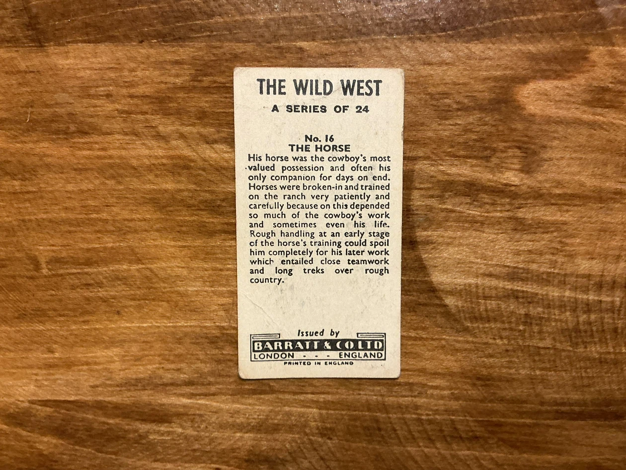 1961 Barratt “THE WILD WEST” THE HORSE Tobacco Card #16 - photo 2