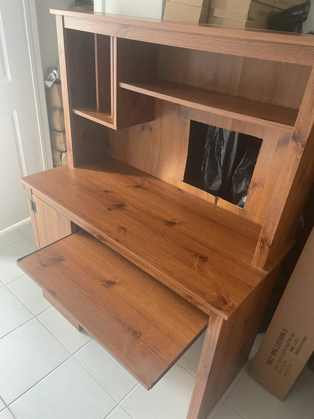 Wooden computer desk with hutch - photo 2