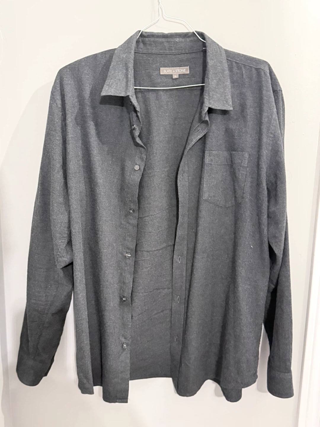 Slate + Stone Men's Brushed Knit Button-Down Shirt - Grey XL - photo 2