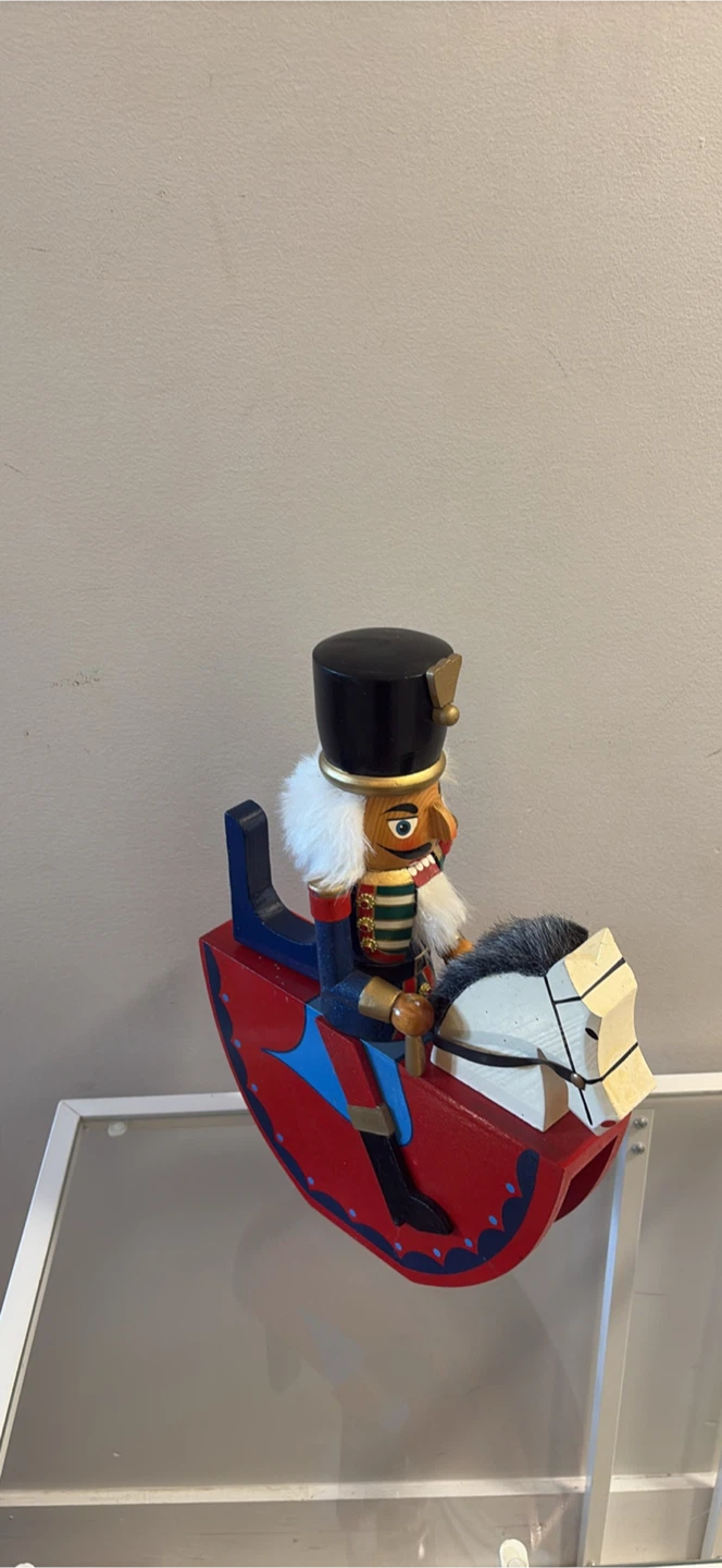 Wooden Rocking Horse Nutcracker Decoration 15x11x2.5 inches