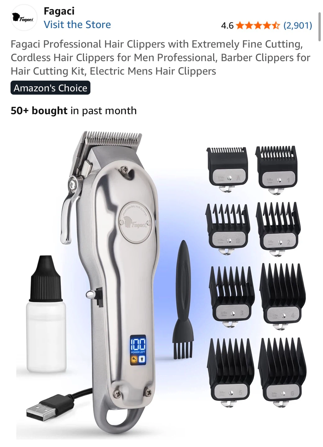 Fagaci Professional Cordless Hair Clipper Kit