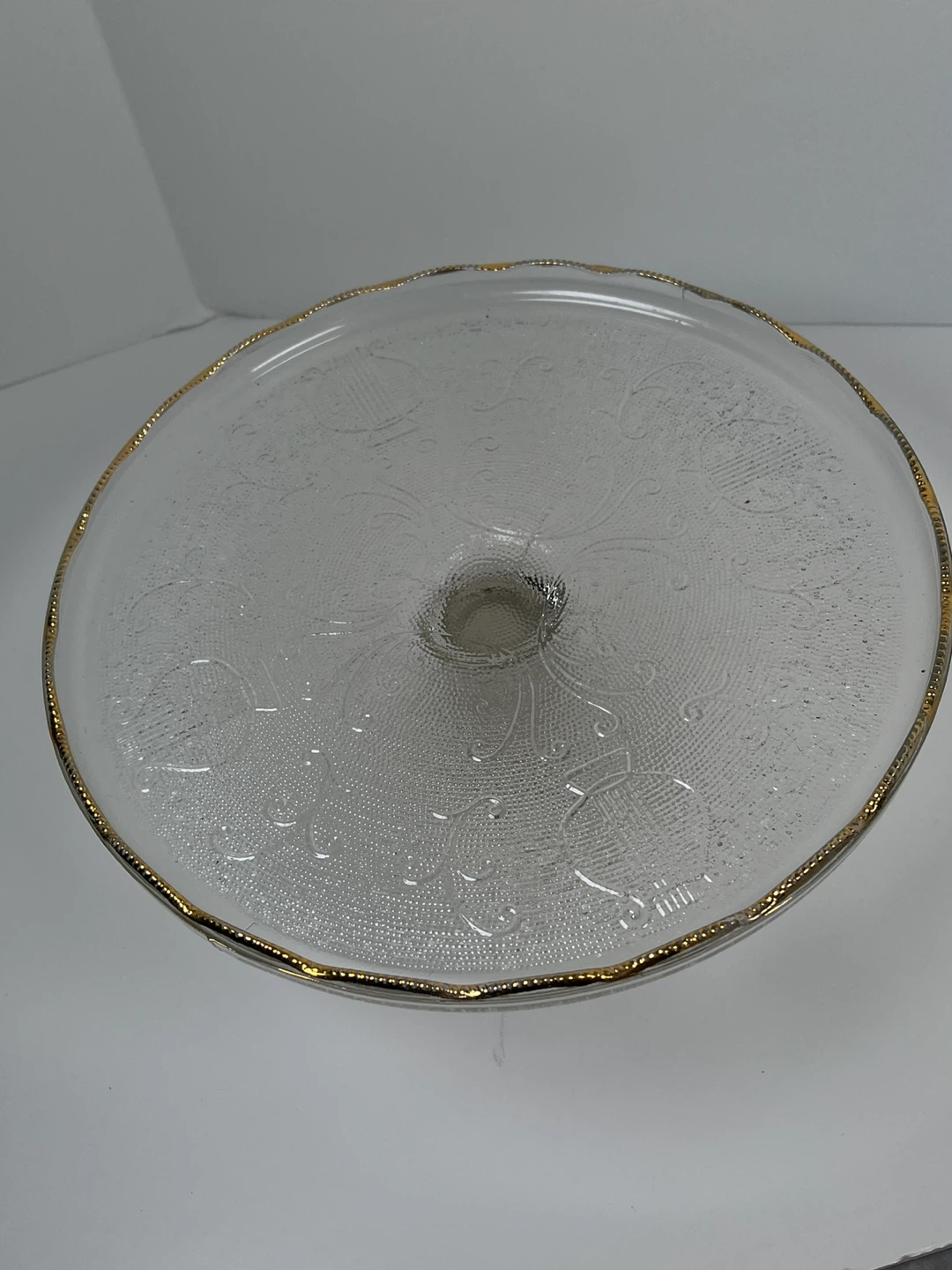Vintage Pedestal Cake Stand with Gold Trim - photo 2