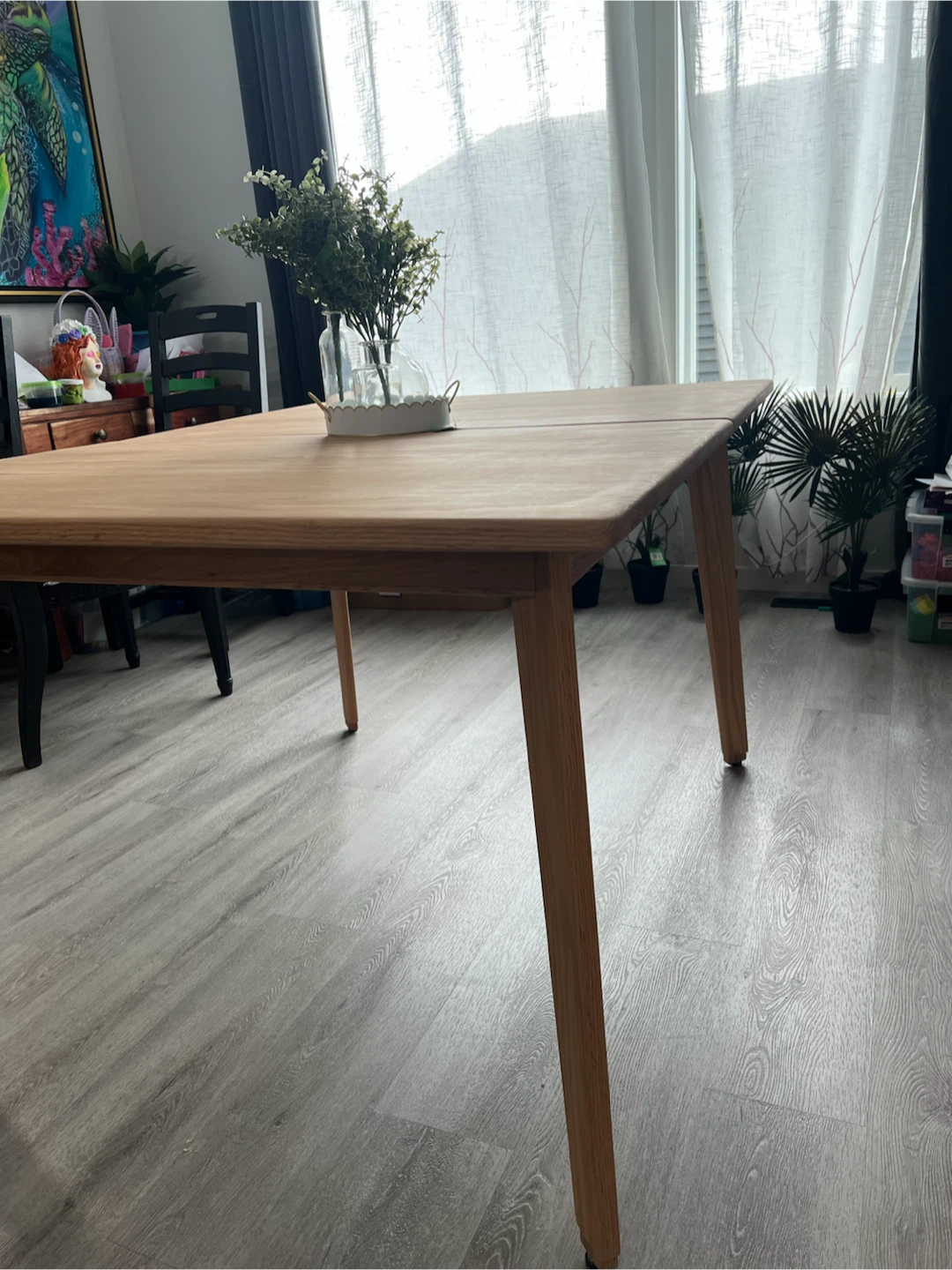 New oak dinning table with ext. - photo 2
