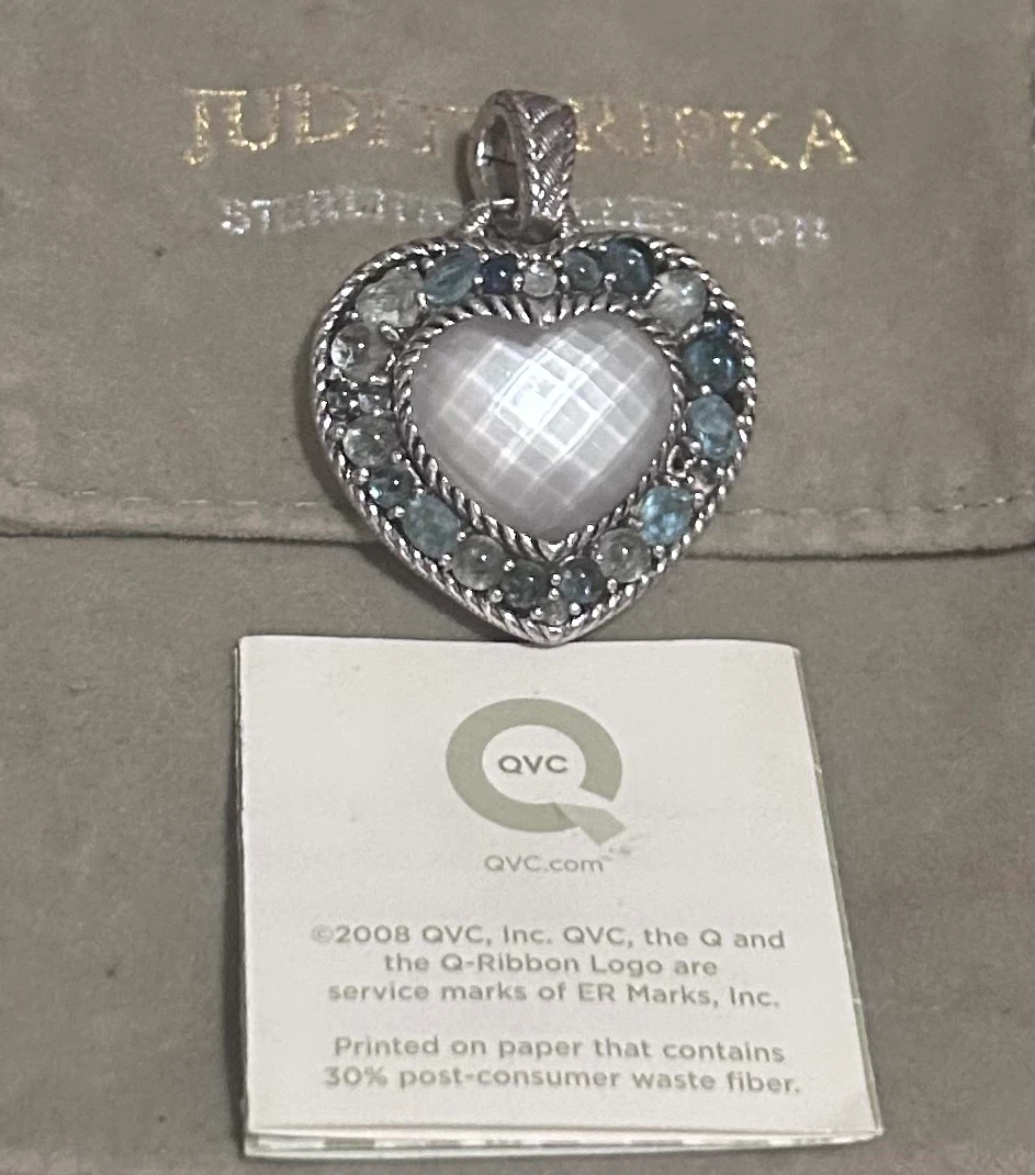 QVC Judith Ripka Sterling Silver Mother of Pearl Heart Pendant