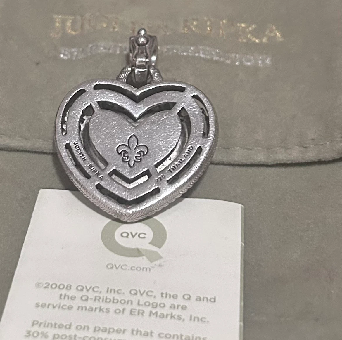 QVC Judith Ripka Sterling Silver Mother of Pearl Heart Pendant - photo 2