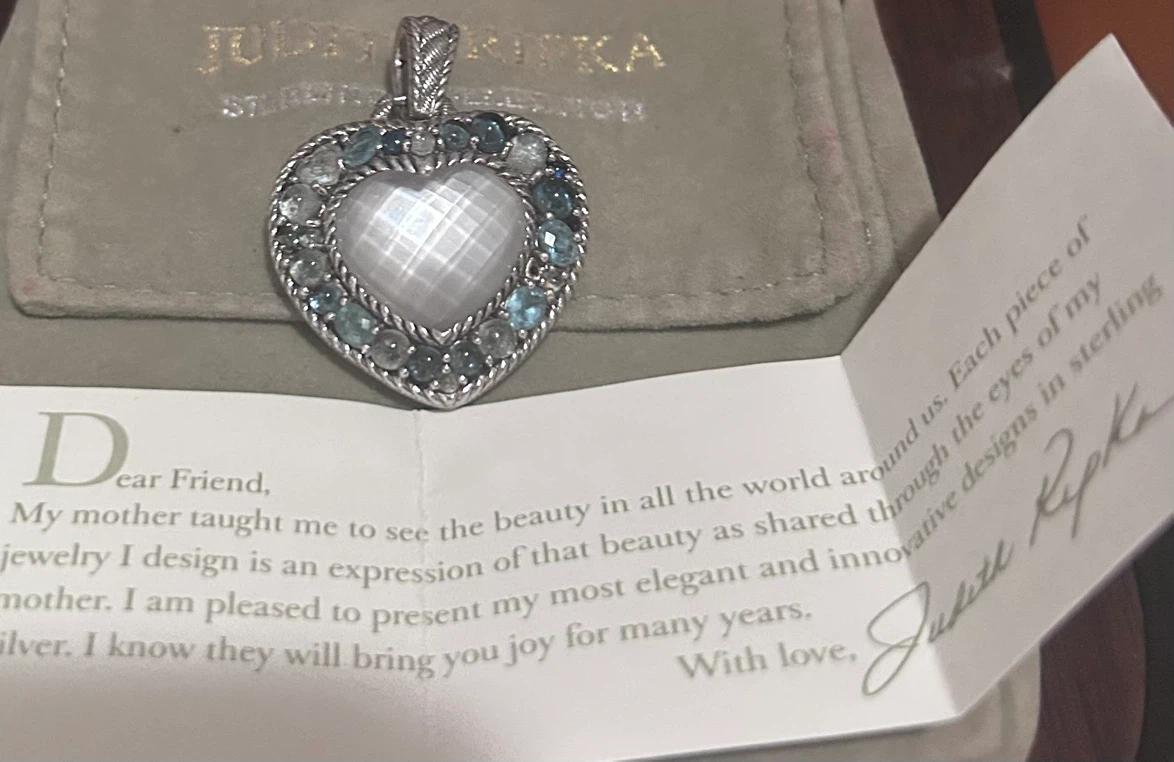 QVC Judith Ripka Sterling Silver Mother of Pearl Heart Pendant - photo 3